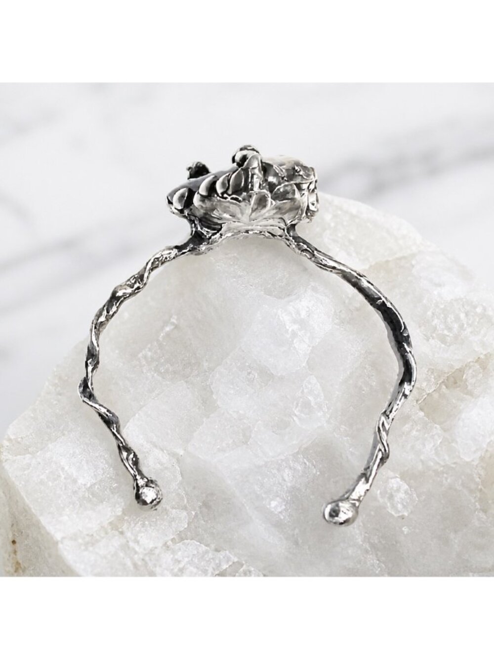 Amethyst Claw Cuff Bracelet - Silver Blend Boho Metalwork | Alma Antigua - Picture 3 of 14